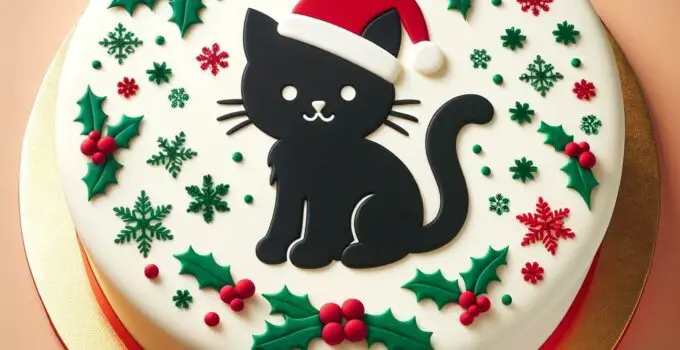A Purr-fect Holiday Creation: Black Cat-Themed Christmas Cake