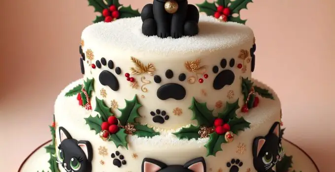 Meow-y Christmas: Crafting a Purr-fect Black Cat Themed Cake