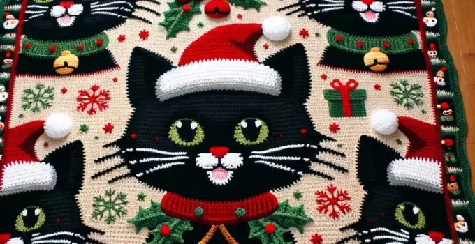 Crafting Holiday Cheer: Crochet Your Own Christmas Black Cat Blanket