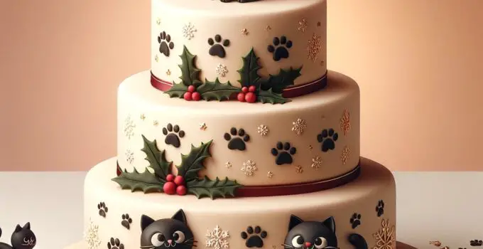 A Whiskered Wonderland: Crafting a Black Cat Themed Christmas Cake