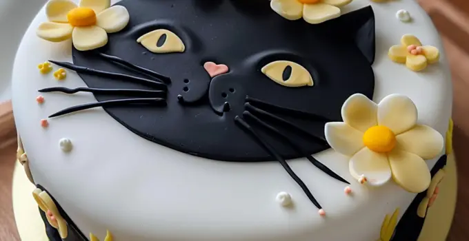 Enchanting Black Cat Cake with Floral Accents: A Baking Guide